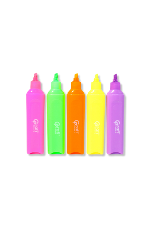 Resaltador Grafi Colors Punta Biselada Color Neón x 12 Unidades