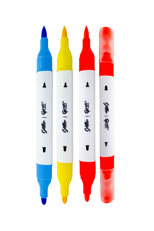 Marcadores Glitter Duo Grafi Colors Doble Punta x 36 Unidades