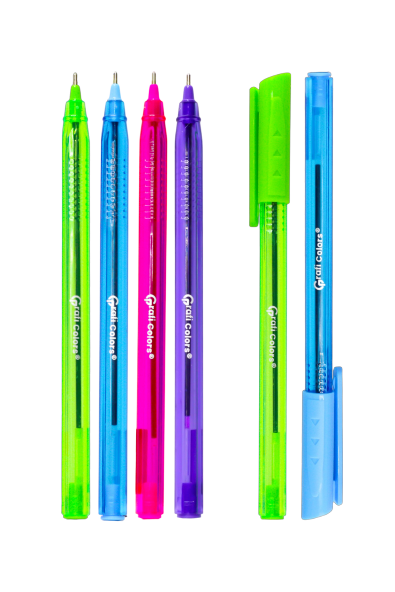 Lapicero Surtido Colores Solidos X 4 Carton 1mm Fucsia .Verde.Morado.Azul