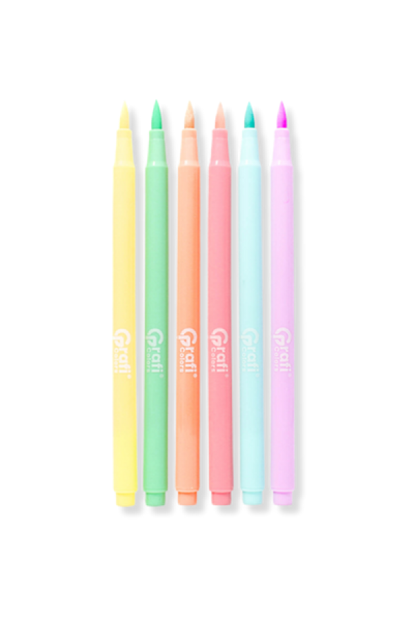 Plumones Brush Grafi Colors Punta Pincel Pastel x 6 Unidades