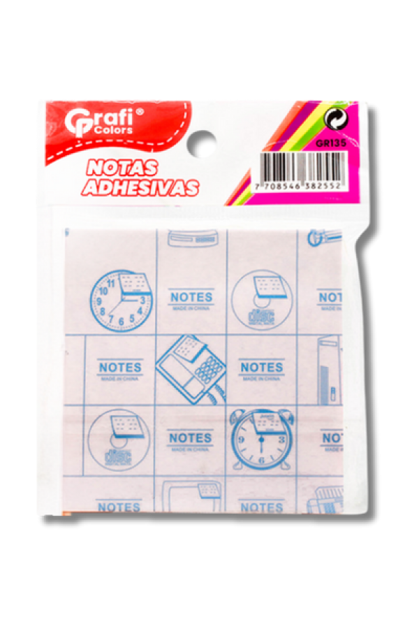 Notas Adhesivas Grafi Colors, 5 Colores x 100 Hojas