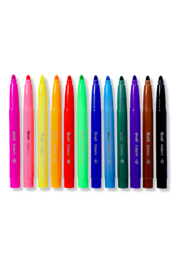 Plumones Gigantes Kids Grafi Colors Lavables Punta Bala x 12 Unidades