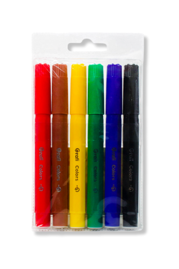 Plumones Gigantes Kids Grafi Colors Lavables Punta Bala x 6 Unidades