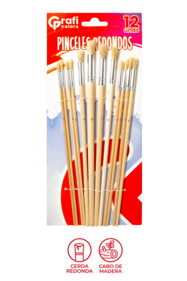 Kit Pinceles Redondos Grafi Colors x 12 Unidades