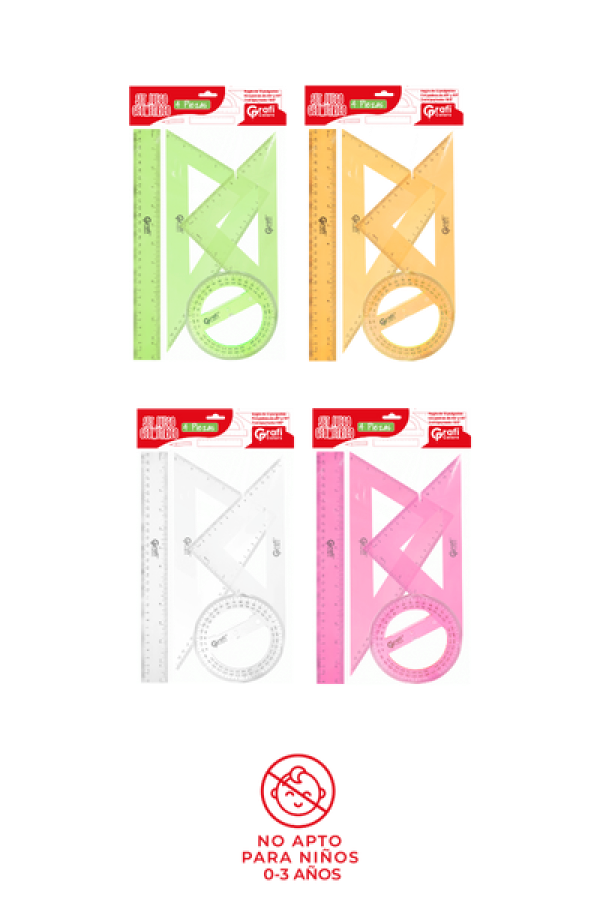 Juego Geométrico Grafi Colors en Colores Traslucidos x 4 piezas