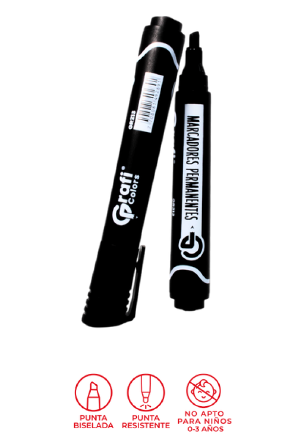 Marcador Grafi Colors Permanente Negro x 12 Unidades