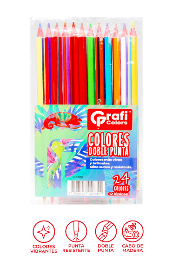 Colores Grafi Colors Doble Punta x 12 Unidades 24 Colores