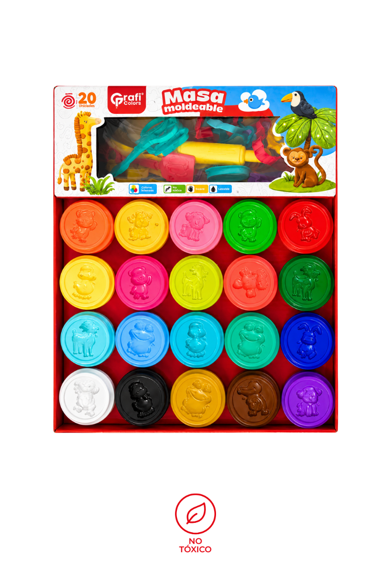 MASA MOLDEABLE GRAFI COLORS CON TAPA DOBLE 50 GRAMOS * 2 UNIDADES