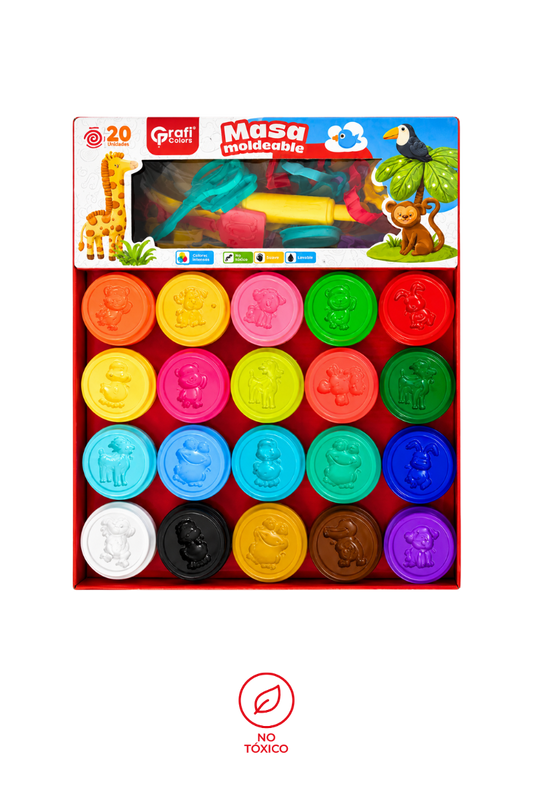 MASA MOLDEABLE GRAFI COLORS CON TAPA DOBLE 50 GRAMOS * 2 UNIDADES