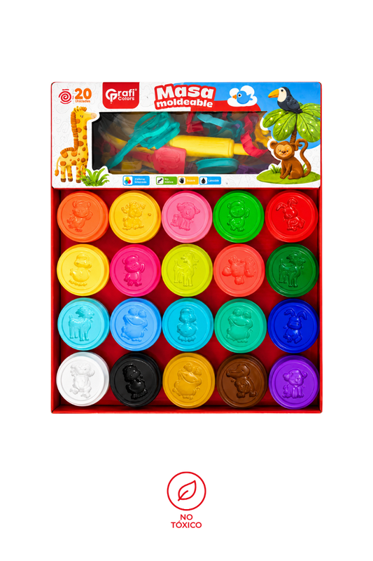 MASA MOLDEABLE GRAFI COLORS CON TAPA DOBLE 50 GRAMOS * 2 UNIDADES