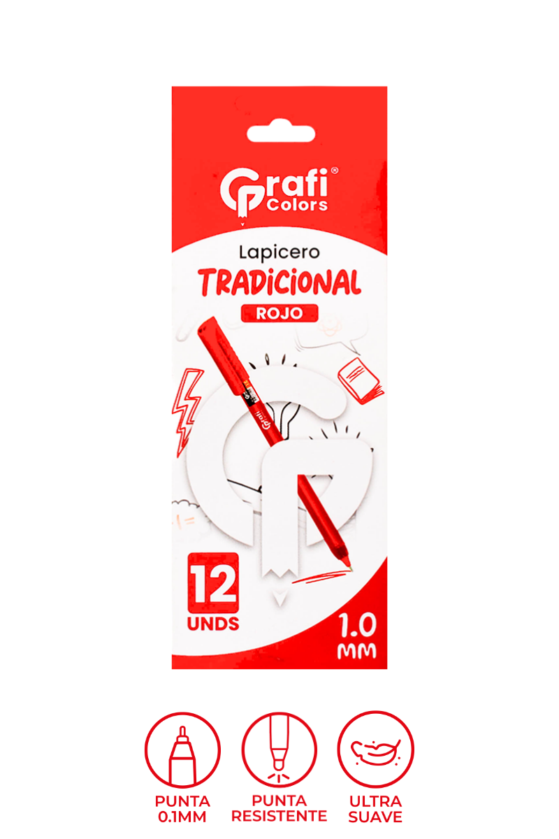 Lapicero Grafi Colors Rojo 1,0m x 12 Unidades
