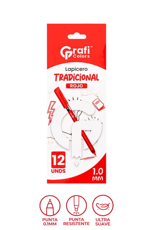 Lapicero Grafi Colors Rojo 1,0m x 12 Unidades