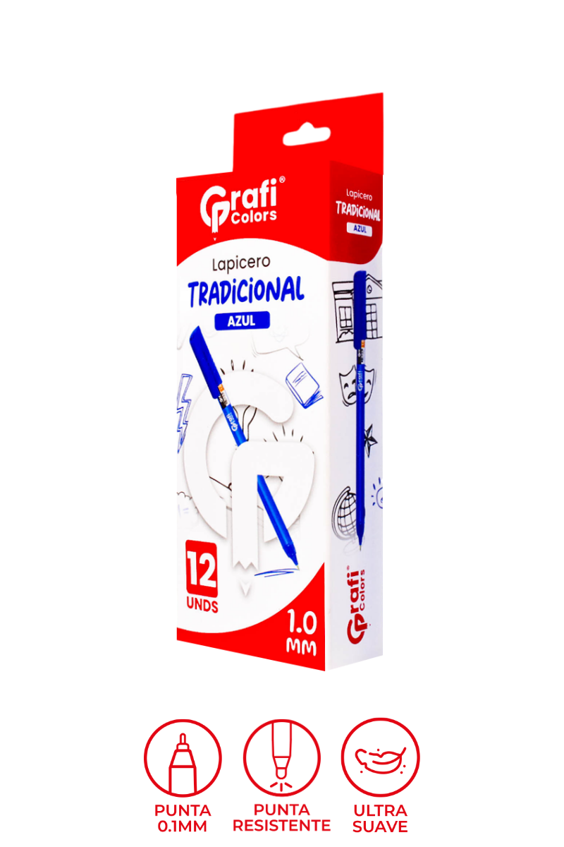 Lapicero Grafi Colors Azul 1,0m x 12 Unidades