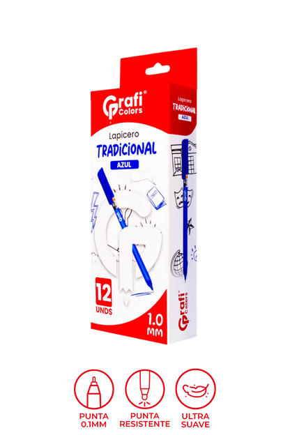 Lapicero Grafi Colors Azul 1,0m x 12 Unidades