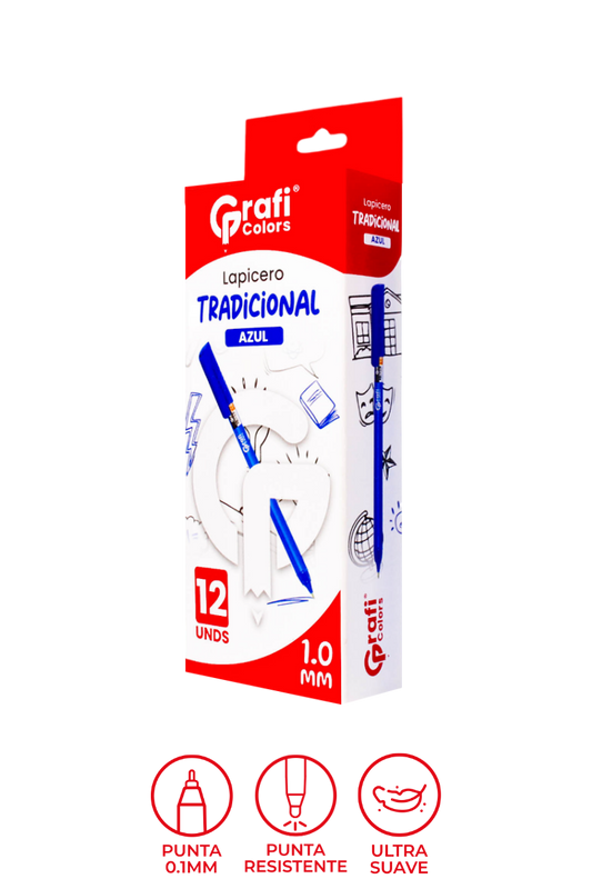 Lapicero Grafi Colors Azul 1,0m x 12 Unidades