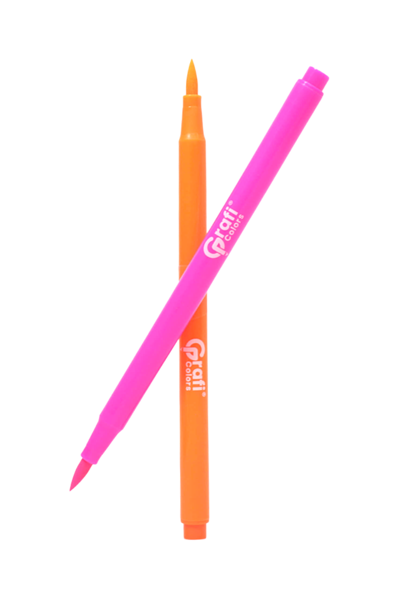 Plumones Brush Grafi Colors Punta Pincel  Neón x 6 Unidades