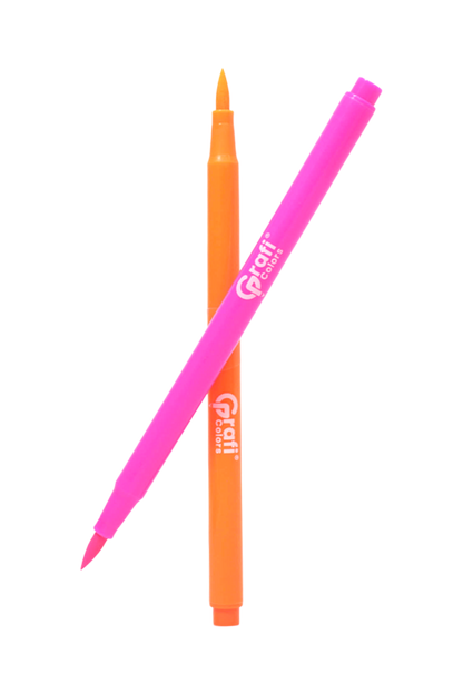 Plumones Brush Grafi Colors Punta Pincel  Neón x 6 Unidades