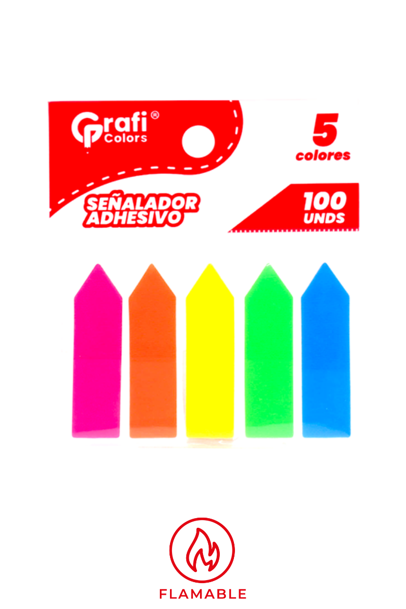 Señaladores De Página  Grafi Colors con Adhesivo 5 Colores