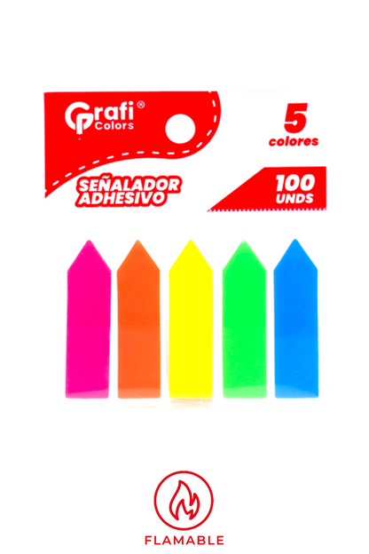 Señaladores De Página  Grafi Colors con Adhesivo 5 Colores