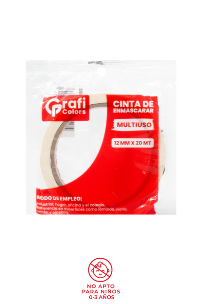 Cinta de Enmascarar Multiuso Grafi Colors 12mm x 20mts