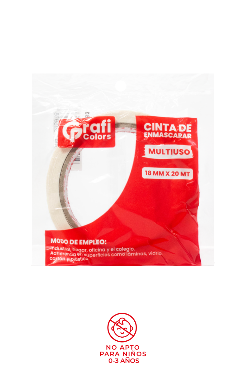 Cinta de Enmascarar Multiuso Grafi Colors 18mm x 20mts