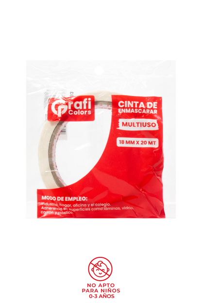 Cinta de Enmascarar Multiuso Grafi Colors 18mm x 20mts