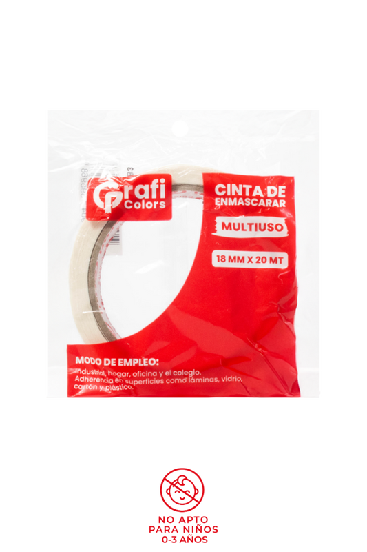 Cinta de Enmascarar Multiuso Grafi Colors 18mm x 20mts