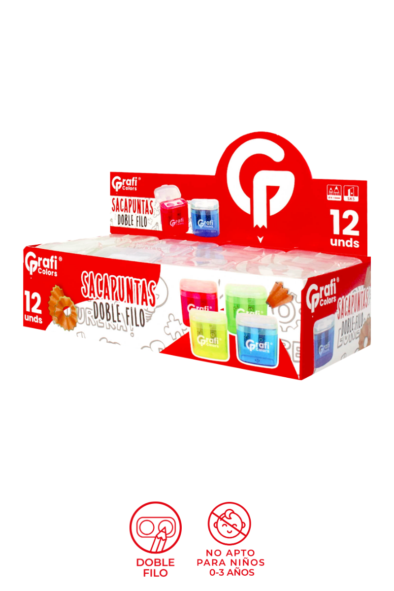 Sacapuntas Grafi Colors Doble filo  con Depósito  Colores Surtidos