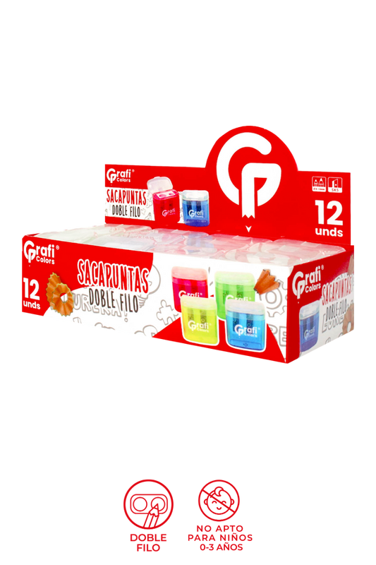 Sacapuntas Grafi Colors Doble filo  con Depósito  Colores Surtidos