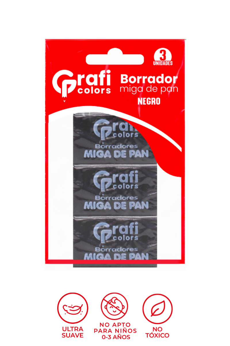 Borrador Miga de Pan Grafi Colors Negro x 3 Unidades