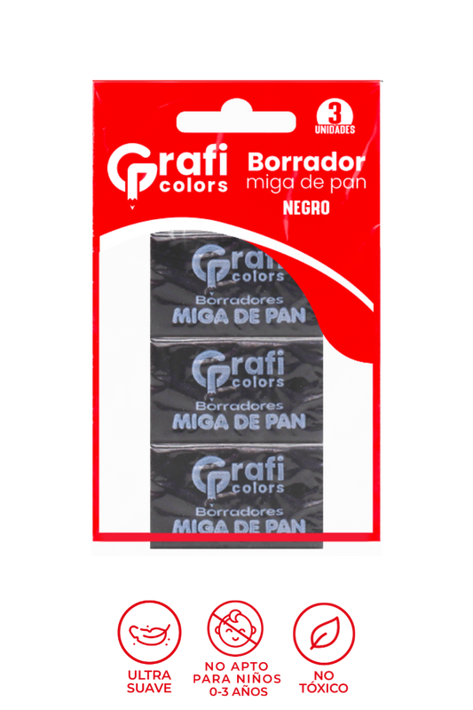 Borrador Miga de Pan Grafi Colors Negro x 3 Unidades