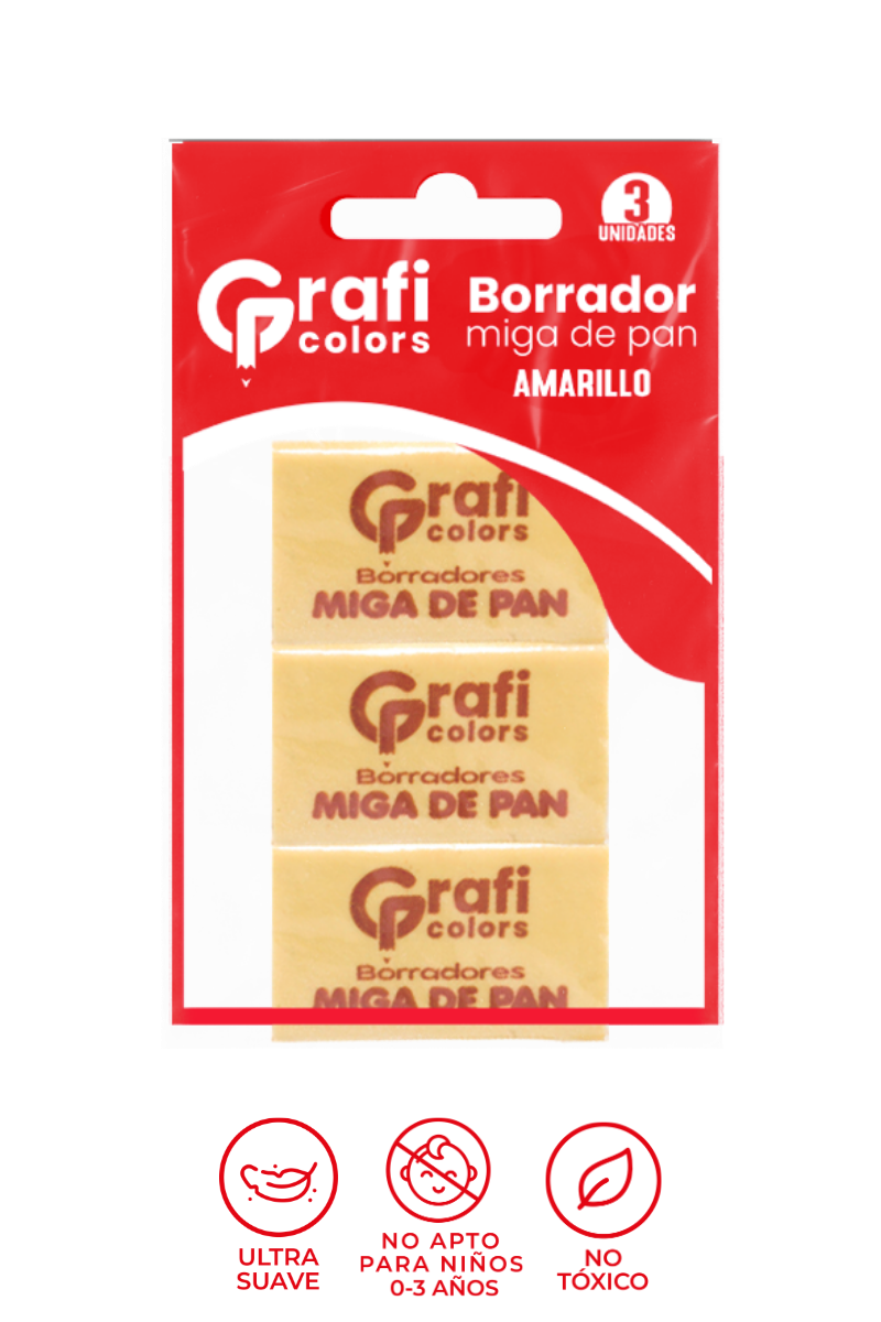 Borrador Miga de Pan  Grafi Colors Amarillo x 3 Unidades