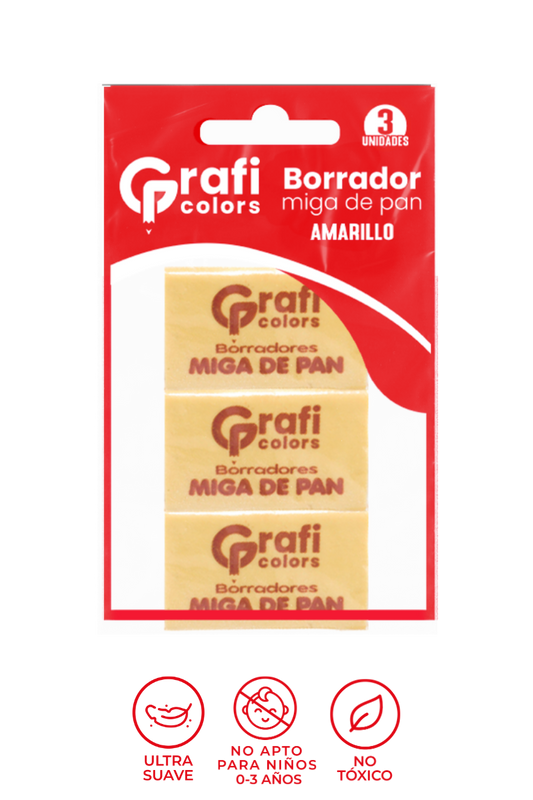 Borrador Miga de Pan  Grafi Colors Amarillo x 3 Unidades