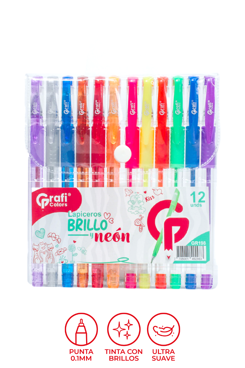 Lapiceros Grafi Colors 6 Neón y 6 Glitters