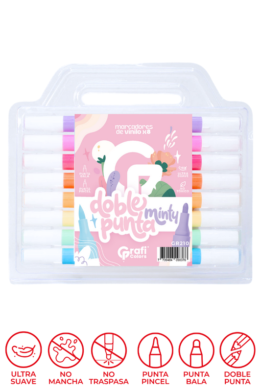 Marcador De Vinilo Grafi Colors Doble Punta  Pastel x 8 Unidades