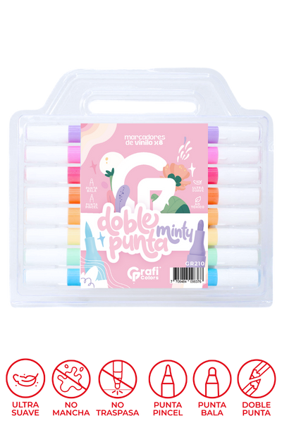 Marcador De Vinilo Grafi Colors Doble Punta  Pastel x 8 Unidades