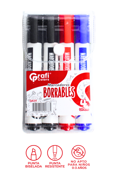 Marcador Blister Grafi Colors X4 Surtido