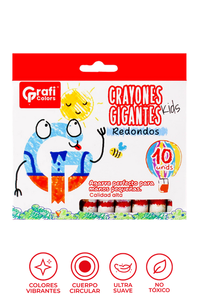 Crayones Grafi Colors Gigantes Redondos x 10 Unidades