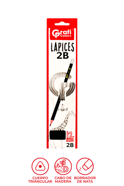 Lápiz Grafi Colors de Dibujo 2B x 12 Unidades