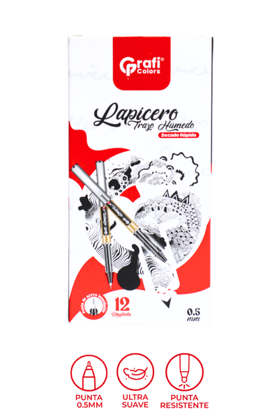 Lapicero Trazo Humedo Secado Rápido Grafi Colors X 12 Unidades