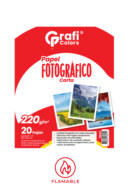 PAPEL FOTOGRÁFICO CARTA GRAFI COLORS X20 220 GR