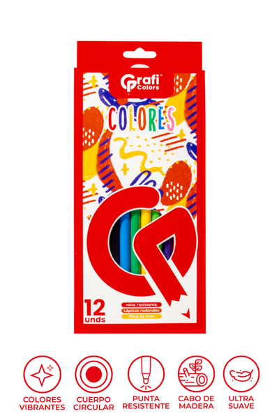 Colores Grafi Colors Largos x 12 Unidades
