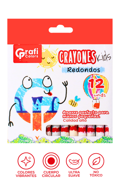 Crayones Grafi Colors Kids Redondos x 12 Unidades