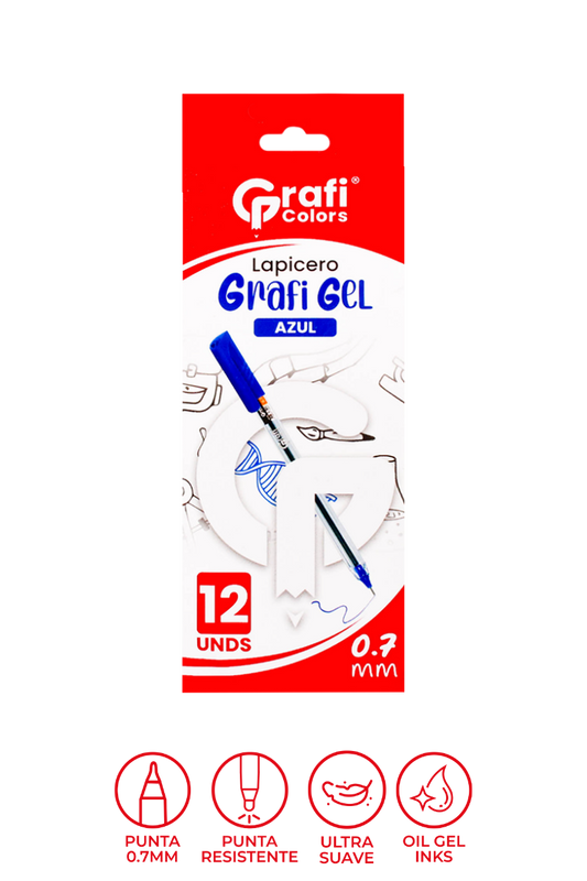 Lapicero Grafi Colors Grafi Gel 0.7 mm Azul x 12 Unidades