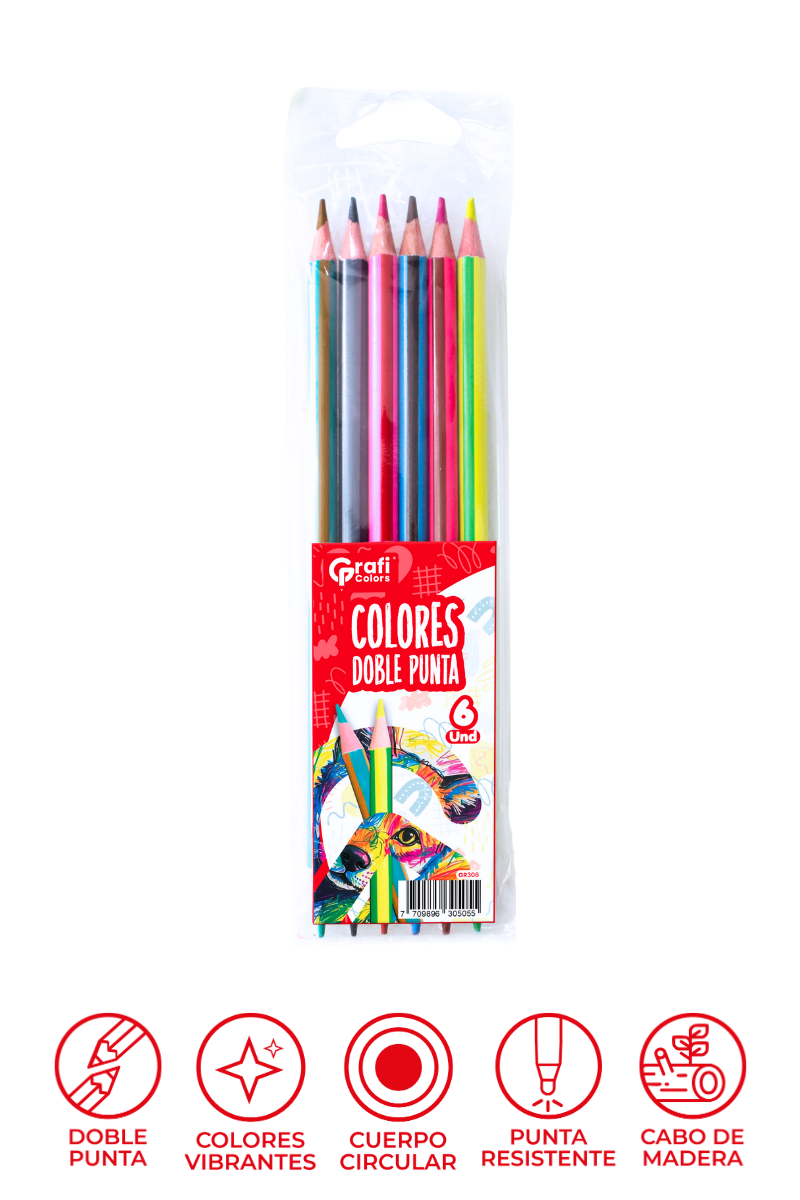 Colores Doble Punta Grafi Colors X6 Lapices 12 Colores