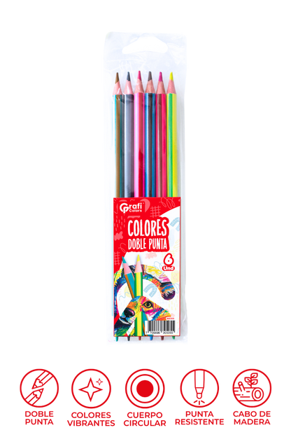 Colores Doble Punta Grafi Colors X6 Lapices 12 Colores