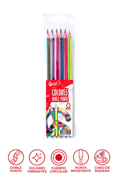 Color Doble Punta Grafi Colors X6 Lapices 12 Colores