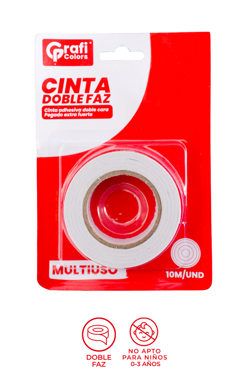 Cinta Doble Faz 18mm Transparente Grafi Colors