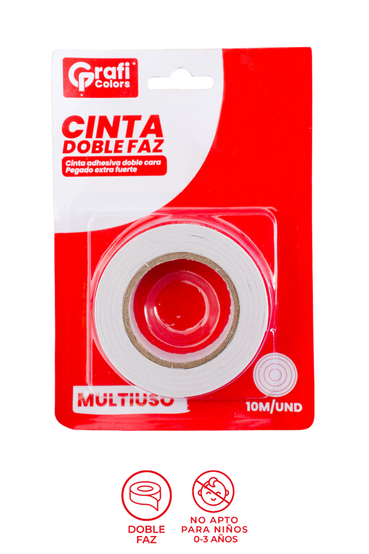 Cinta Doble Faz 18mm Transparente Grafi Colors