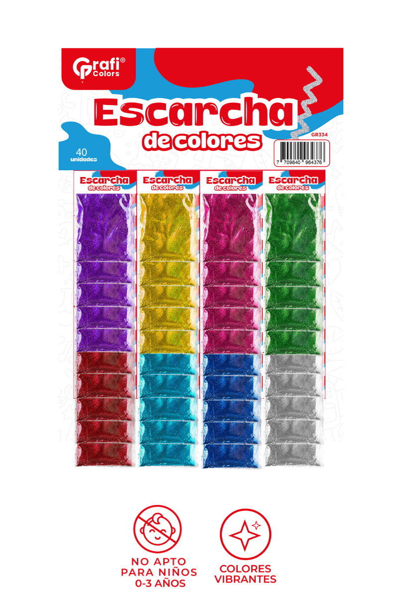 Carton Escarcha Colores X 40